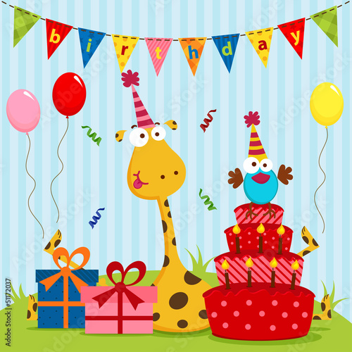 giraffe and bird birthday
