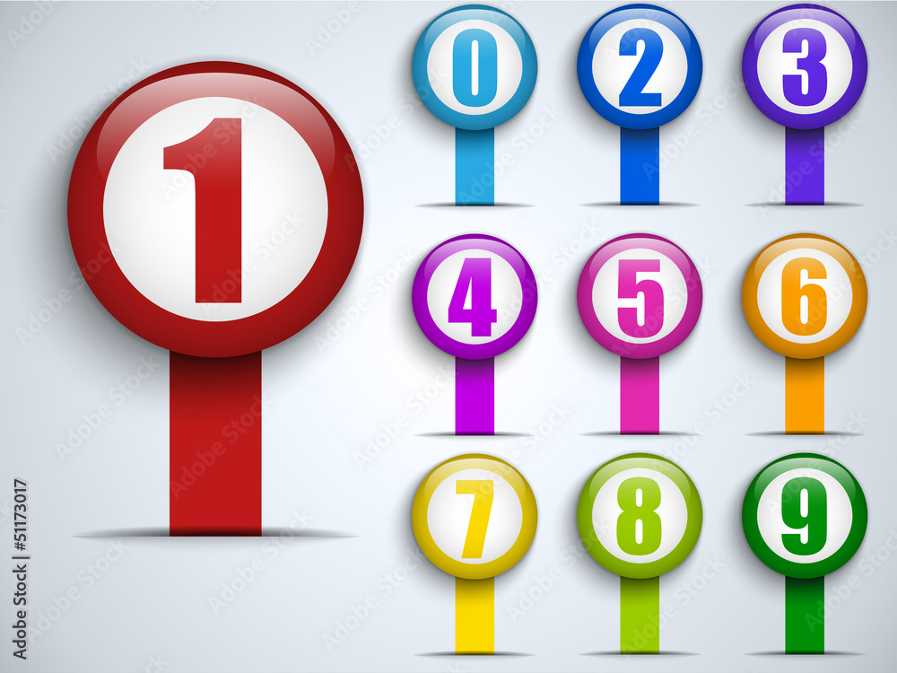 Set of Colorful Frames with Numbers Set of Colorful Frames with Numbers