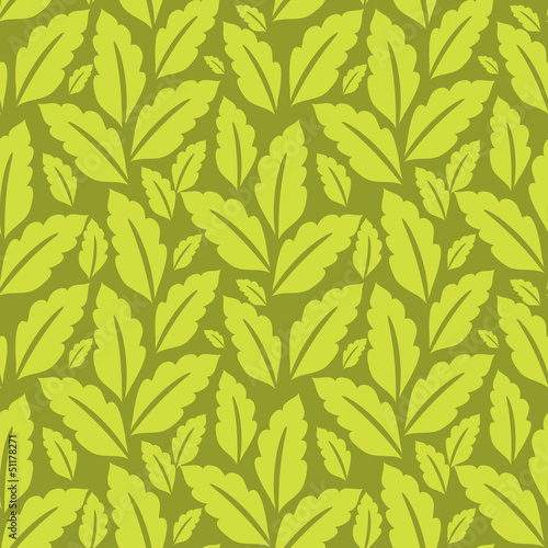 Fototapeta Naklejka Na Ścianę i Meble -  Seamless green foliage pattern