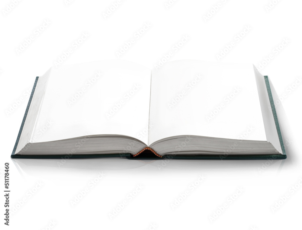 Open book with empty blank pages, viewed by bird eye perspective Open book with empty blank pages, viewed by bird eye perspective