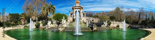 Panorama of fountain in a Parc de la Ciutadella, Barcelona