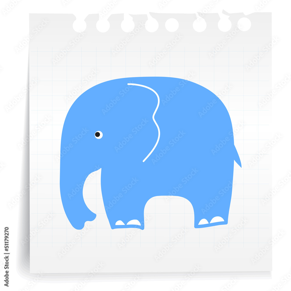Obraz premium blue Elephant on paper Note