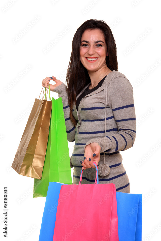 happy girl with shopping bags happy girl with shopping bags