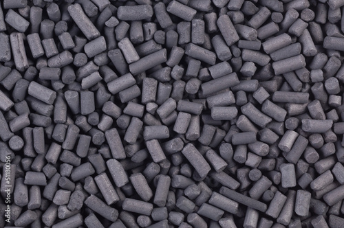 Activated carbon granules close up
