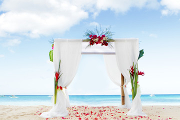 wedding arch and set up on beach
