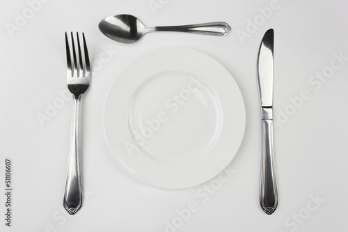 Plate fork  knife and spoon