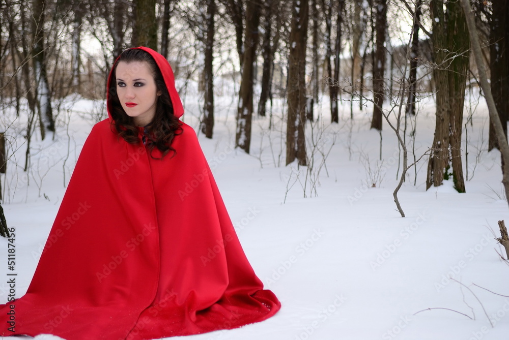 Red Riding Hood in the winter forest Red Riding Hood in the winter forest