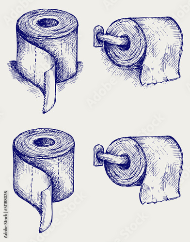 Simple toilet paper. Doodle style