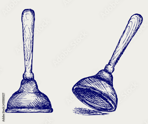 Toilet plunger. Doodle style