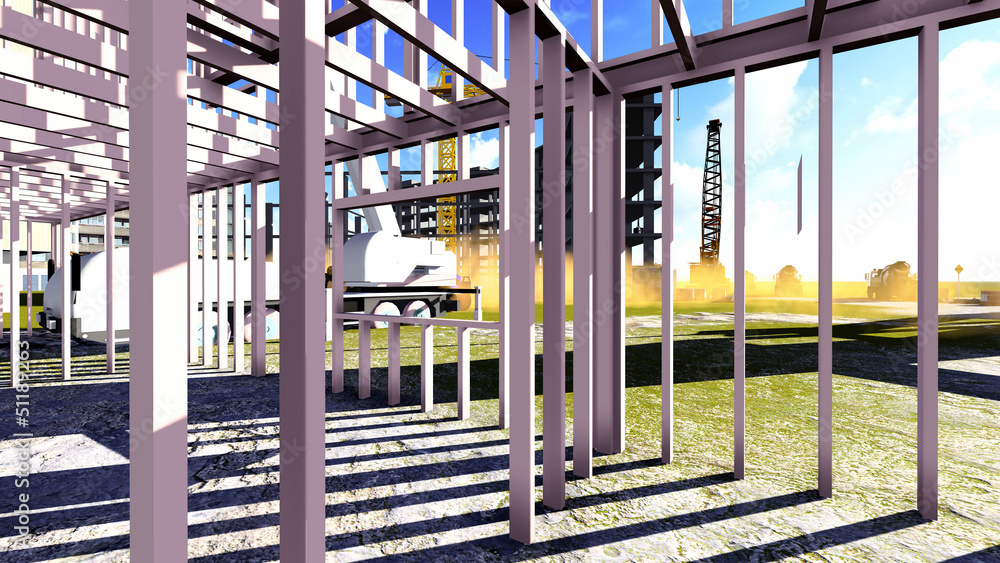 Steel structure on construction site Steel structure on construction site