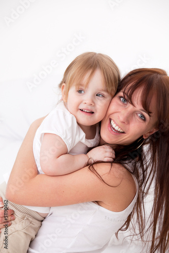 Mother and daughter at home