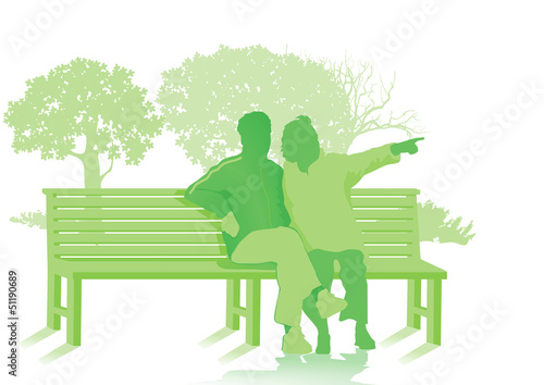 Parkbank mit zwei Senioren