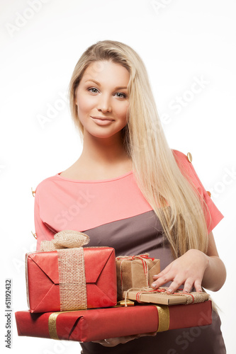 Happy woman and gift box