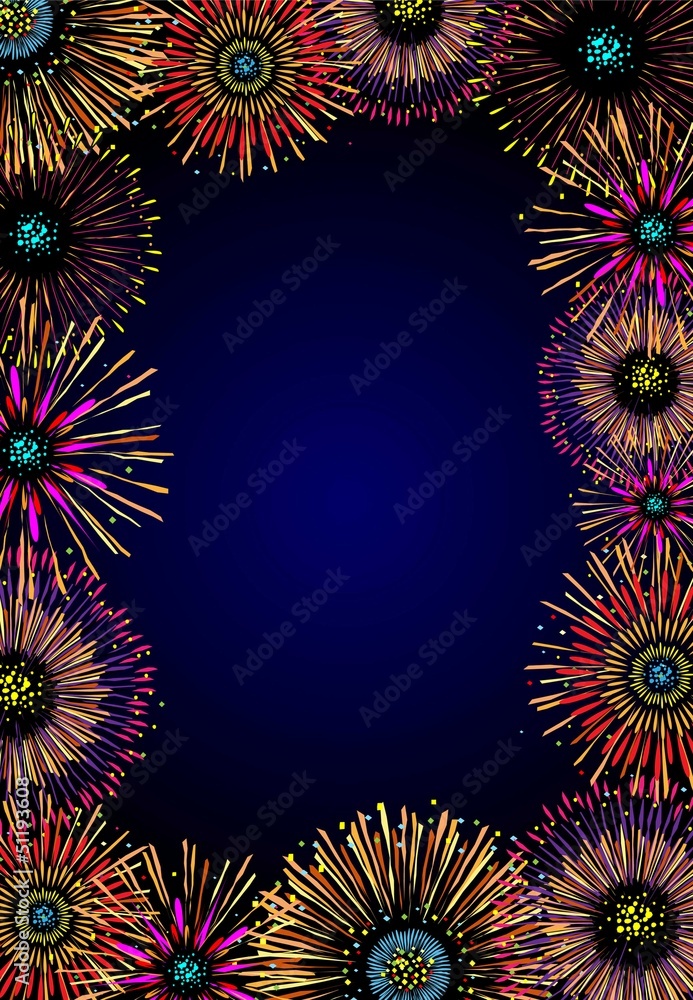 Vector frame with majestic fireworks Vector frame with majestic fireworks