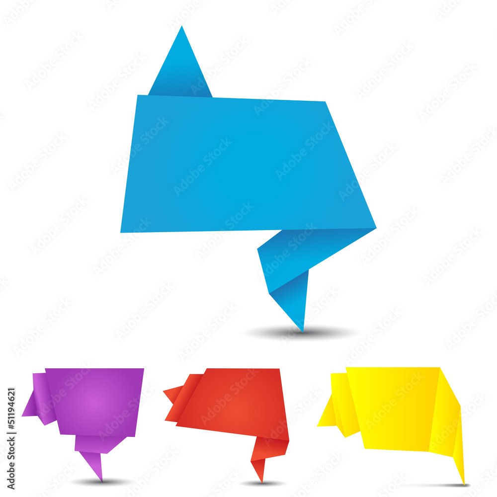 set of origami banners on a white background set of origami banners on a white background