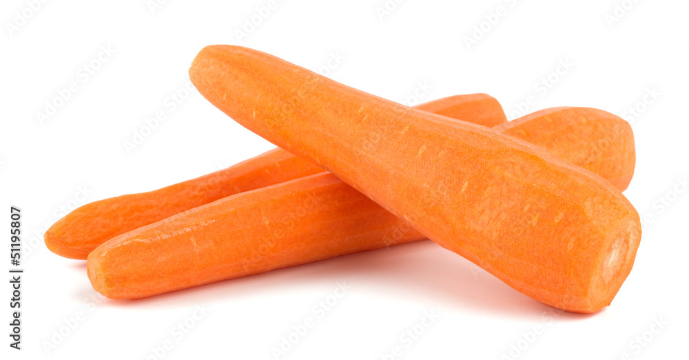 Peeled fresh carrots isolated on white background Peeled fresh carrots isolated on white background