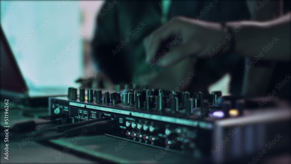 DJ checks the sound of the turntable