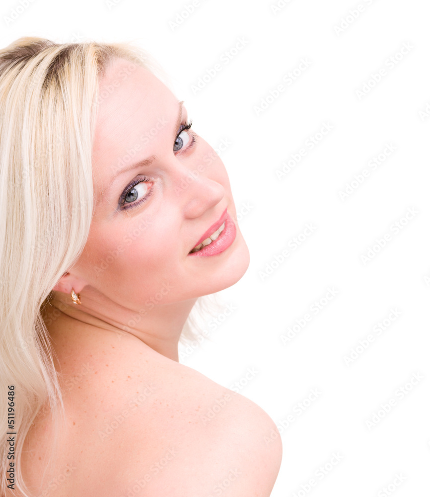 smiling woman on white background smiling woman on white background