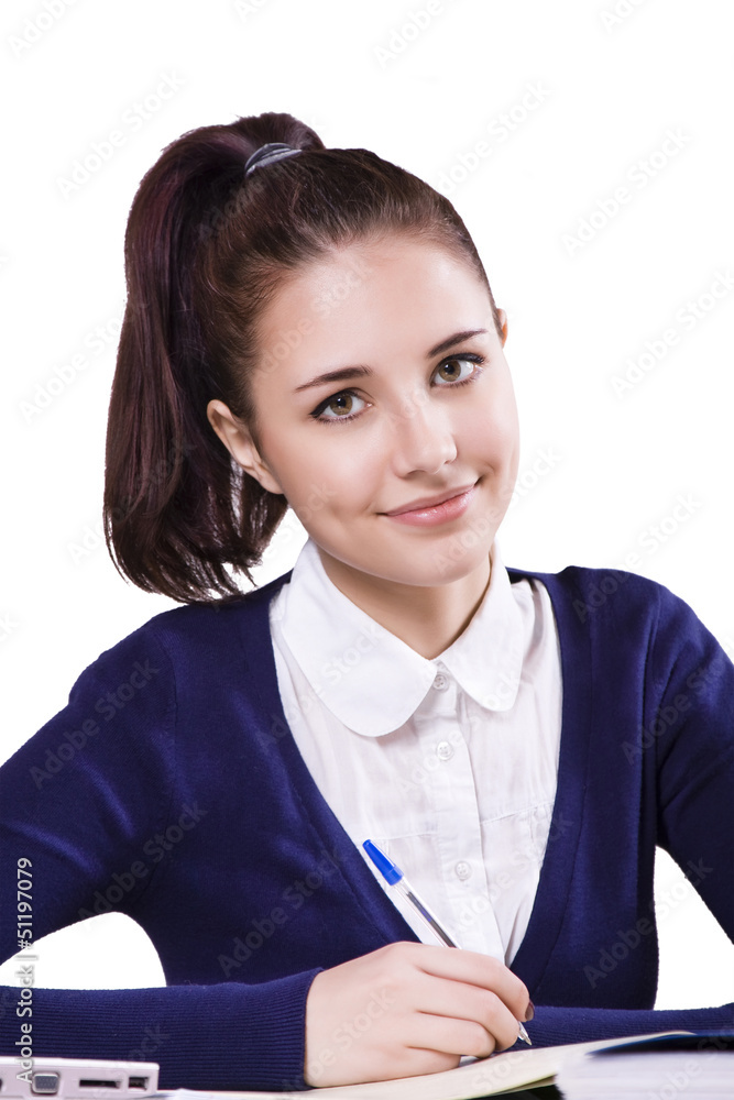 Portrait of a beautiful young student girl