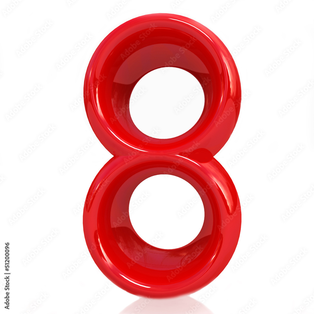 3d number eight on white background 3d number eight on white background