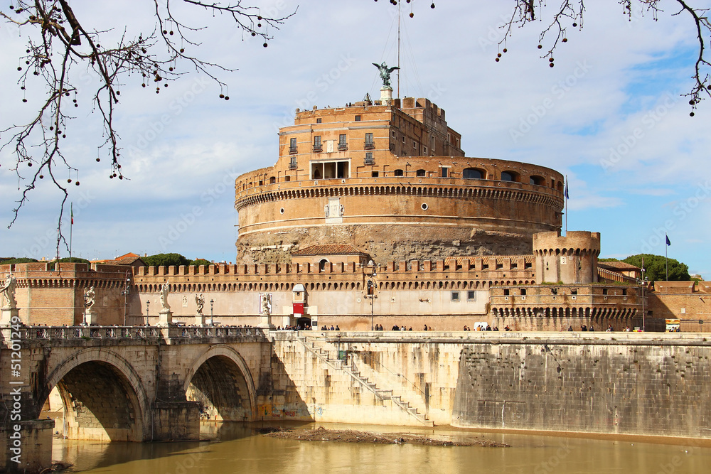 Sant'Angelo Bridge and Castle in Rome, Italy