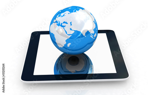 Wallpaper Mural Phone and earch on white background.Global internet concept Torontodigital.ca