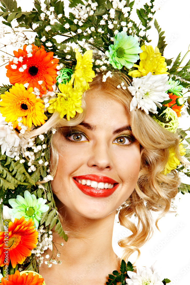 Woman with make up and flower. Woman with make up and flower.