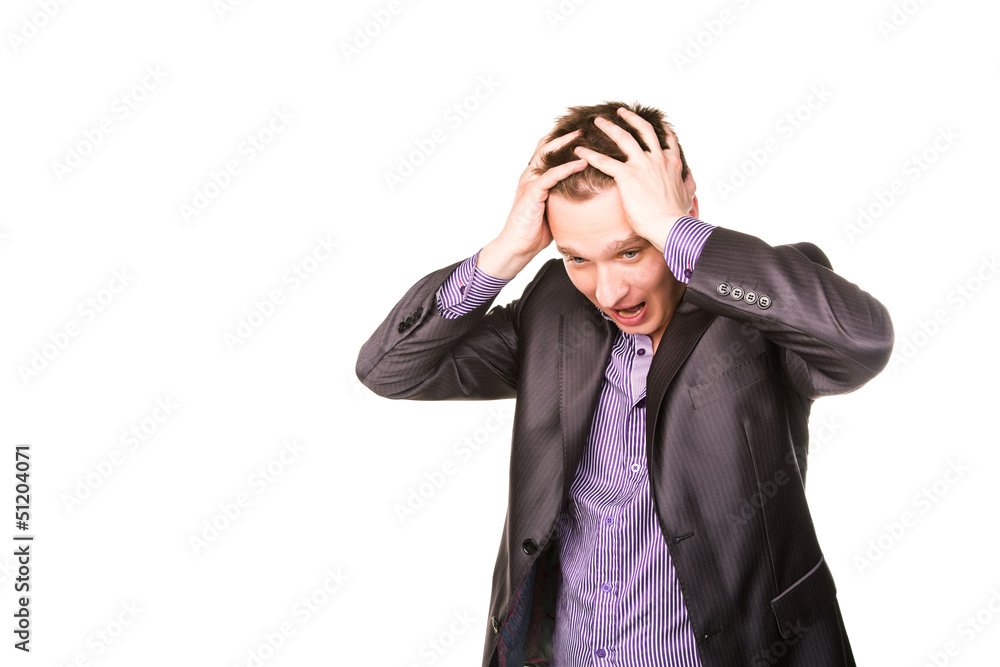 Expressive young businessman frustated Expressive young businessman frustated