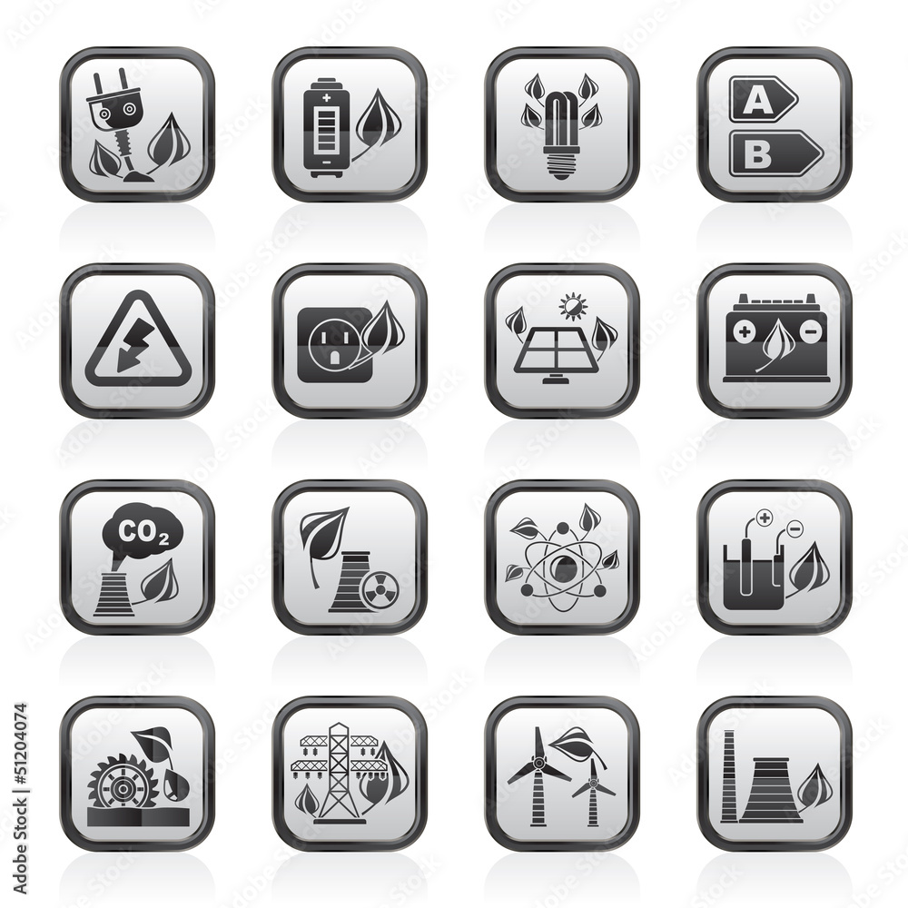 Green energy and environment icons - vector icon set Green energy and environment icons - vector icon set