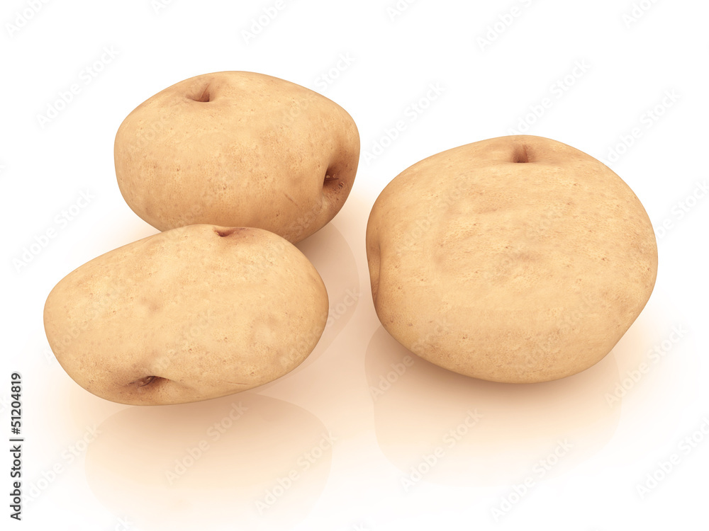 Real potato on a white background close up Real potato on a white background close up