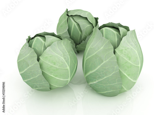 Green cabbage on a white background