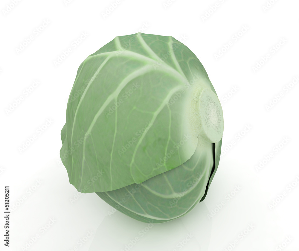 Green cabbage on a white background Green cabbage on a white background