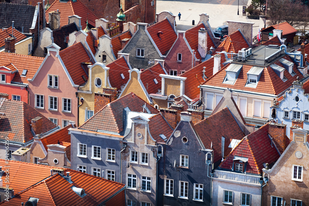 Aerial view of old town in Gdansk. Aerial view of old town in Gdansk.