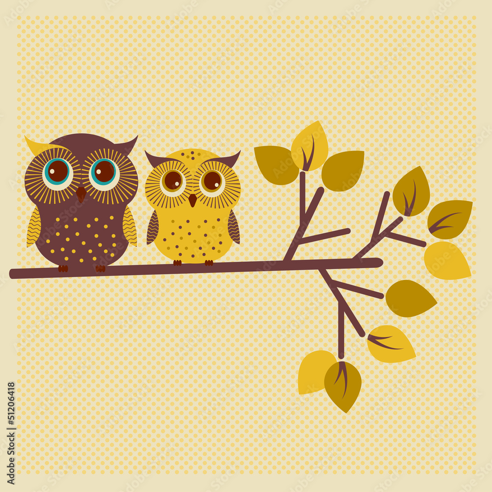 Fototapeta premium Two cute owls