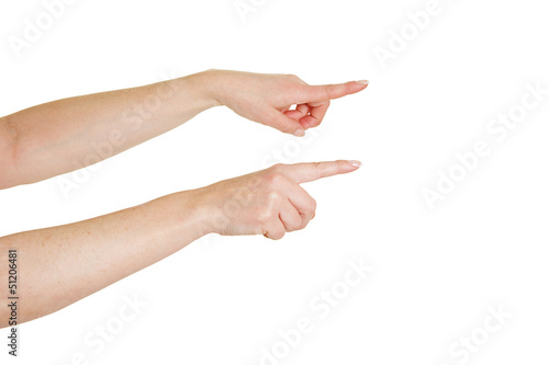 Zwei Finger zeigen nach rechts