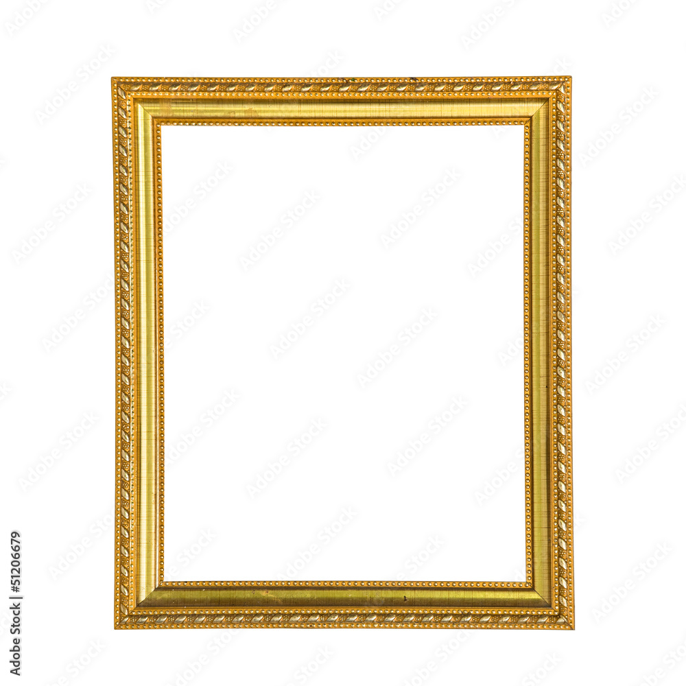 Golden photo frame isolated on white background Golden photo frame isolated on white background