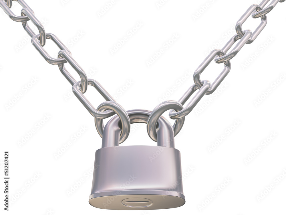chains and padlock isolation on white chains and padlock isolation on white