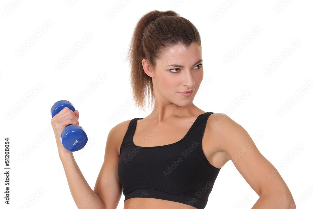 beautiful sporty muscular woman working out with dumbbells beautiful sporty muscular woman working out with dumbbells