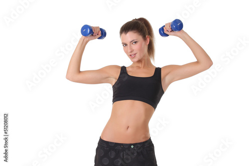 beautiful sporty woman with dumbbells © zhagunov_a