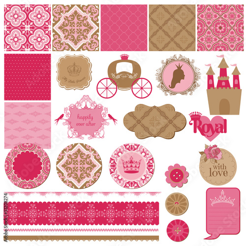 Scrapbook Design Elements - Princess Girl Birthday Set - in vect #51208274