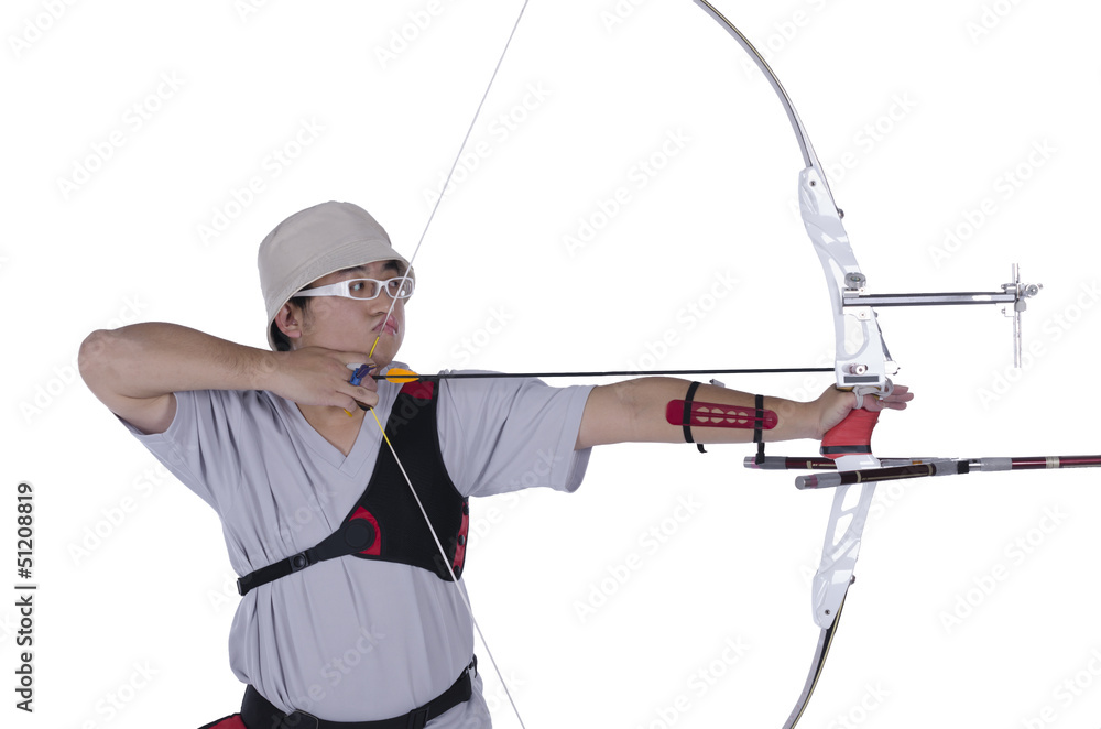 Young archer training with the bow