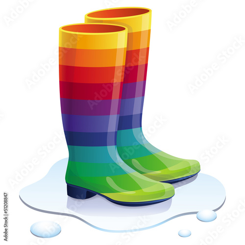 Vector rubbers boots in rainbow colors