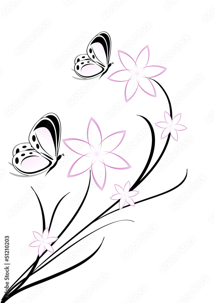 farfalla e fiori tattoo Stock Vector | Adobe Stock