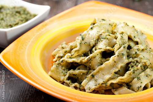 reginette whit pesto sauce photo