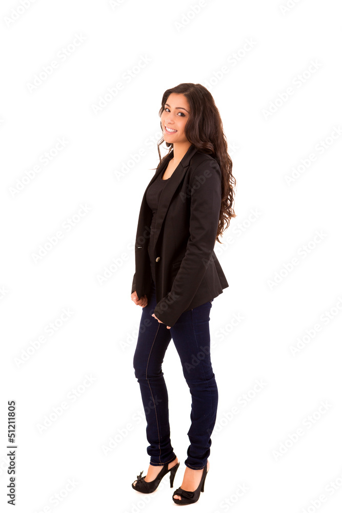 Portrait of a happy young business woman against white backgroun Portrait of a happy young business woman against white backgroun