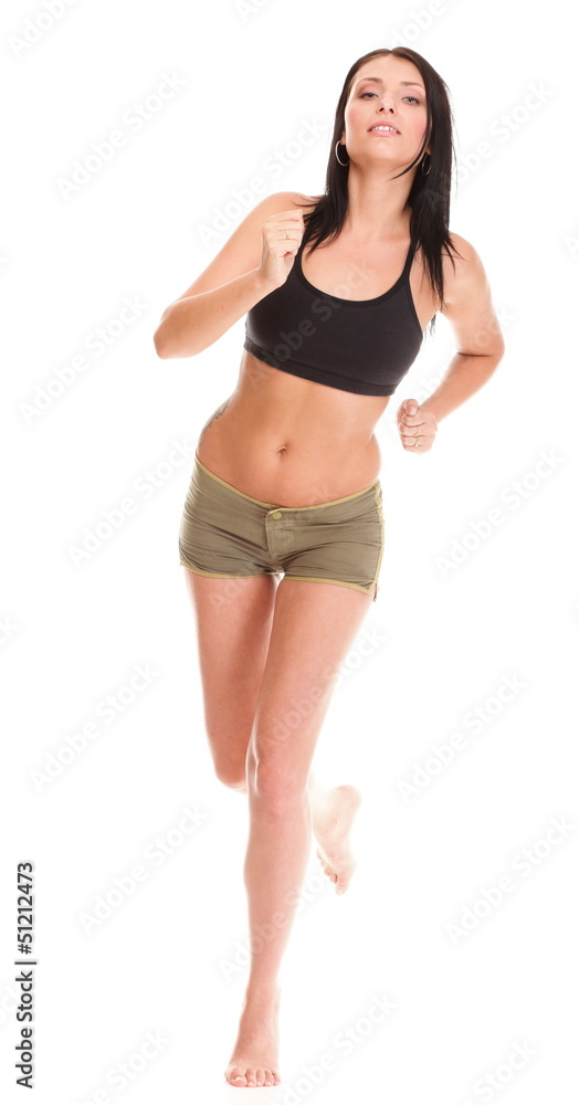 Runner woman Running fitness sport jogging smiling happy isolate Runner woman Running fitness sport jogging smiling happy isolate