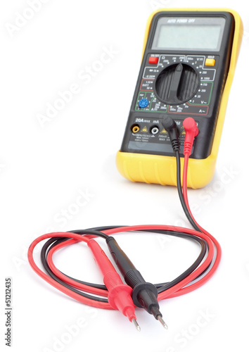 The multimeter probes to measure. Close-up.