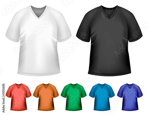 Black and white and color men polo t-shirts. Design template. Ve