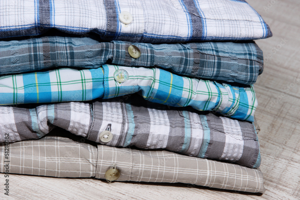Shirts neatly folded close-up Shirts neatly folded close-up
