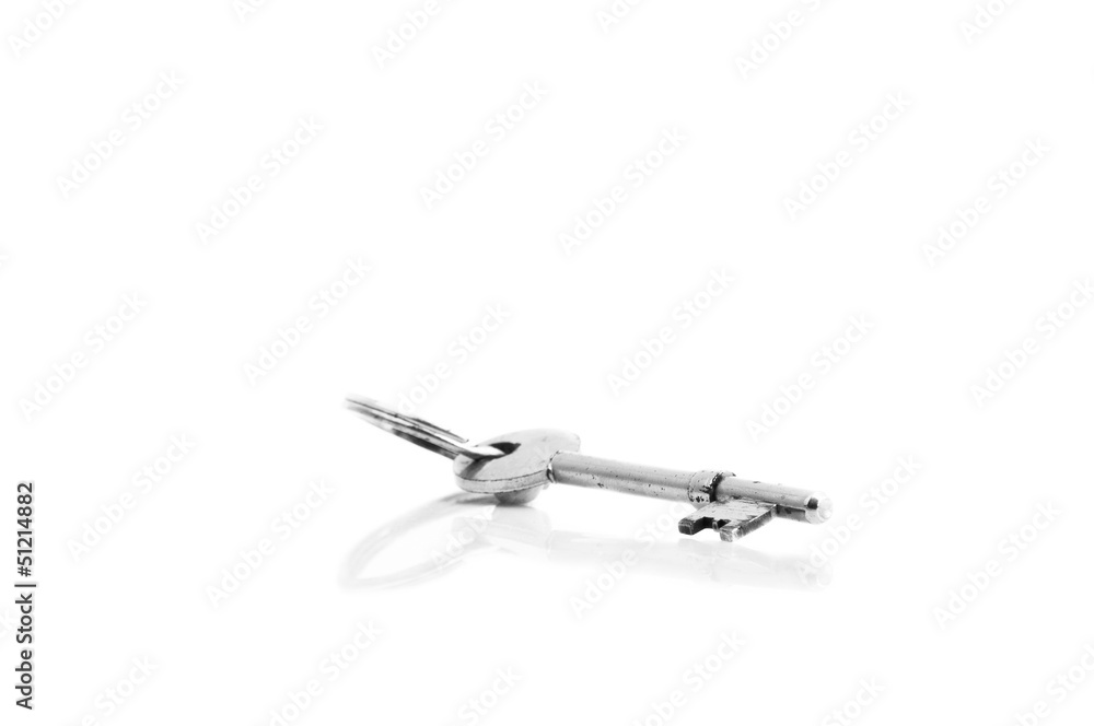 Old key on white background. Old key on white background.